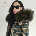 Direct factory price lined outfit winter real fur parka